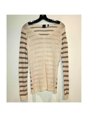Saks Fifth Avenue Blue striped lightweight sweater - small